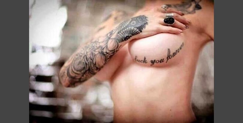 fuck you forever breast tattoo, fuck you forever boob tattoo, fuck you forever chest tattoo, fuck you forever tattoo, chest tattoo, breast tattoo, boob tattoo, tattoo under boob, tattoo under breast
