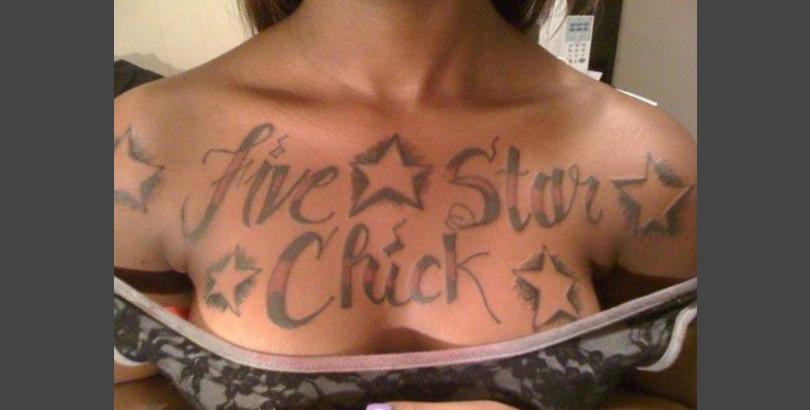 five star chick tattoo, five star chick chest tattoo, five star chick breast tattoo, five star chick boob tattoo, five star chick boobs tattoo, chest tattoo, chest tattoos, boob tattoo, boobs tattoo, boob tattoos, breasts tattoo, breasts tattooed, breast tattoo, breast tattoos, boobs tattooed